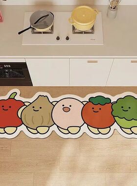 可爱卡通厨房地垫防滑防油可擦免洗地毯长条吸水速干脚垫专用脚踩