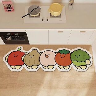 可爱卡通厨房地垫防滑防油可擦免洗地毯长条吸水速干脚垫专用脚踩