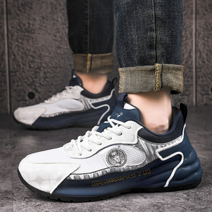 杜莎米娅官方正品男鞋真皮2024春夏新款网面休闲鞋防滑耐磨运动鞋