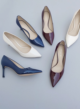 Federica Di Donato简约时尚百搭女人味大牌漆皮尖头高跟单鞋女