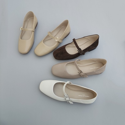 Federica Di Donato自留款柔软舒适羊皮平底玛丽珍鞋一字带单鞋女