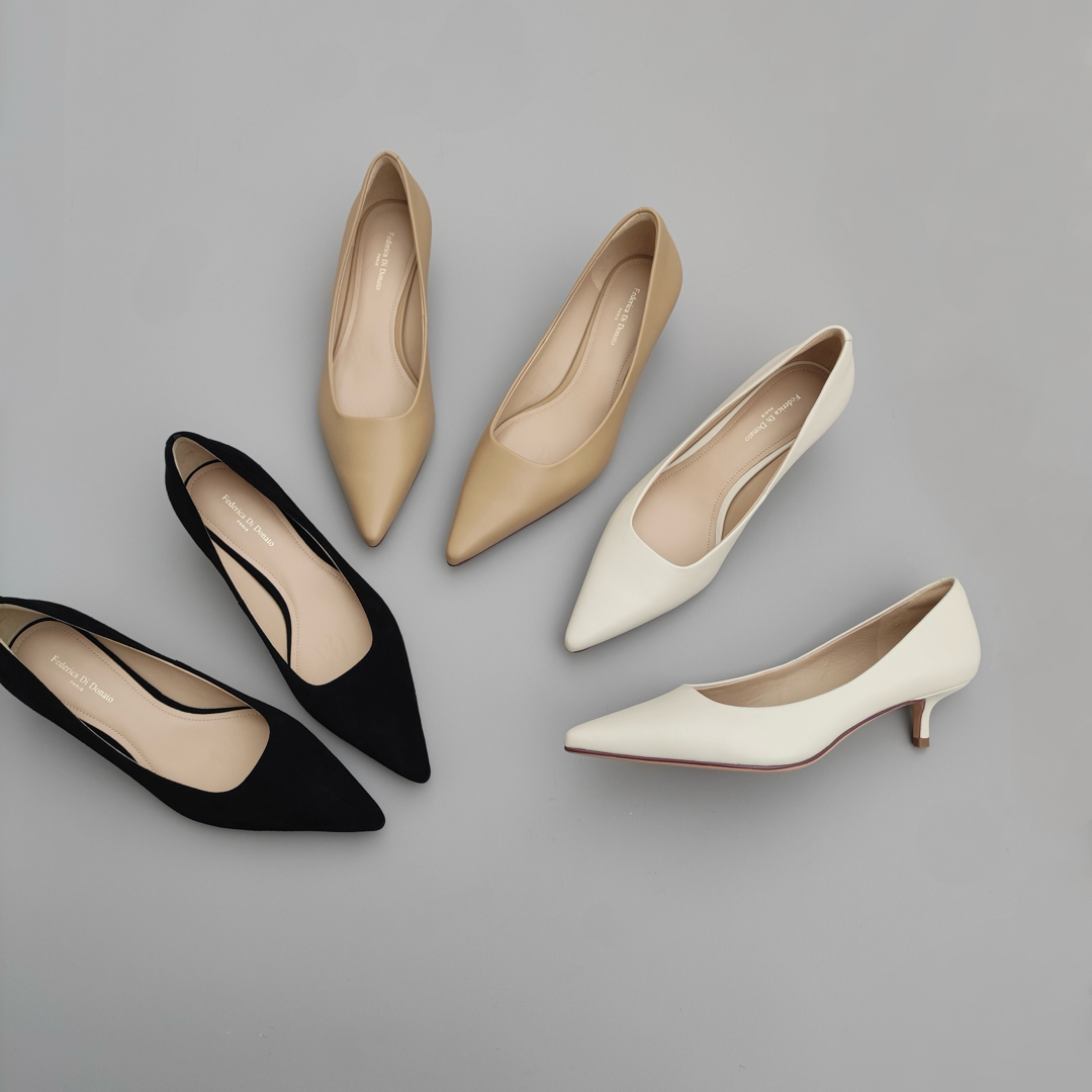Federica Di Donato简约百搭款时尚浅口尖头猫跟中跟通勤单鞋女