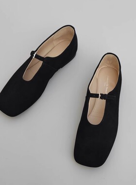 Federica Di Donato羊反绒方头法式玛丽珍鞋芭蕾舞平底鞋单鞋女