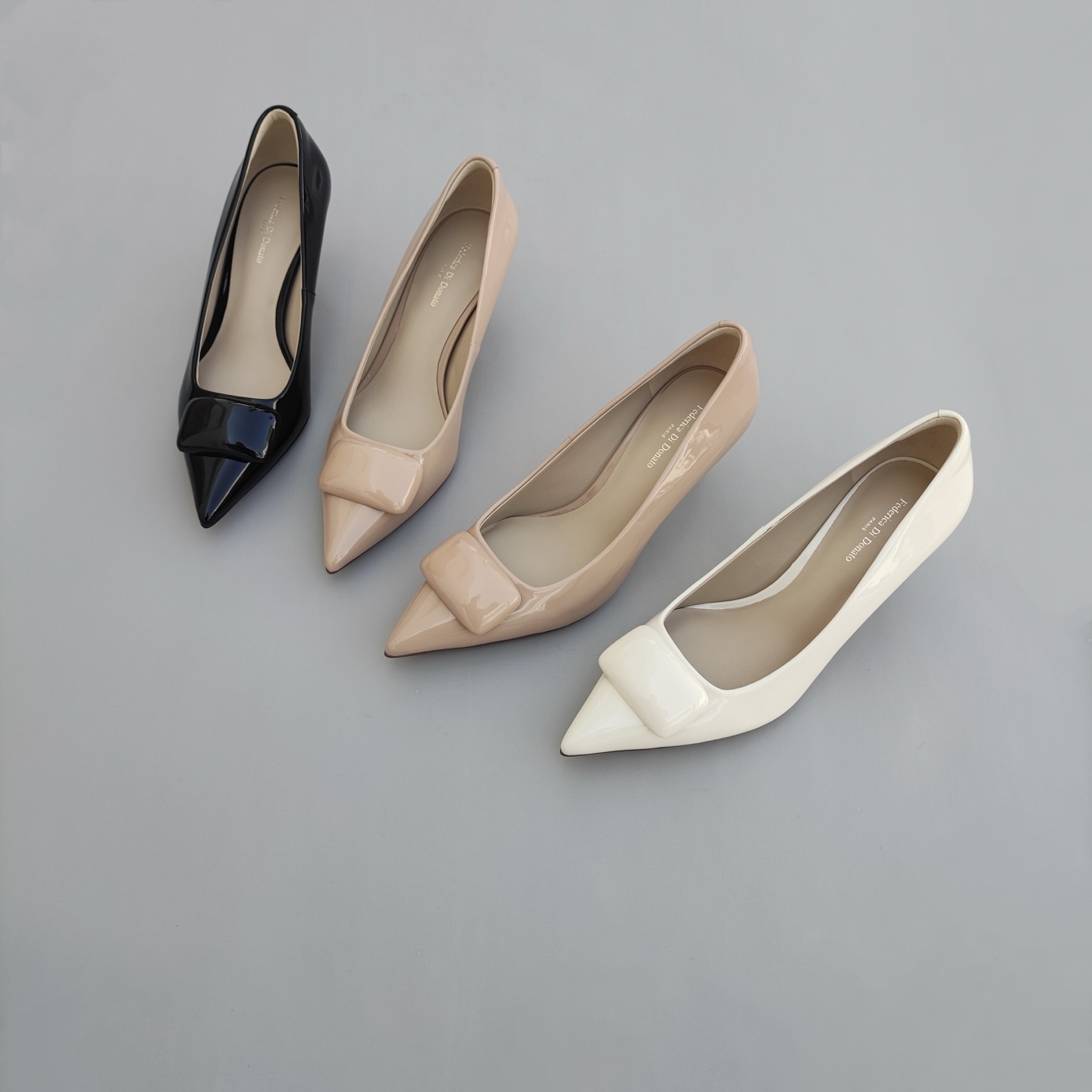 Federica Di Donato脚感十足百搭尖头浅口漆皮细跟高跟鞋单鞋女