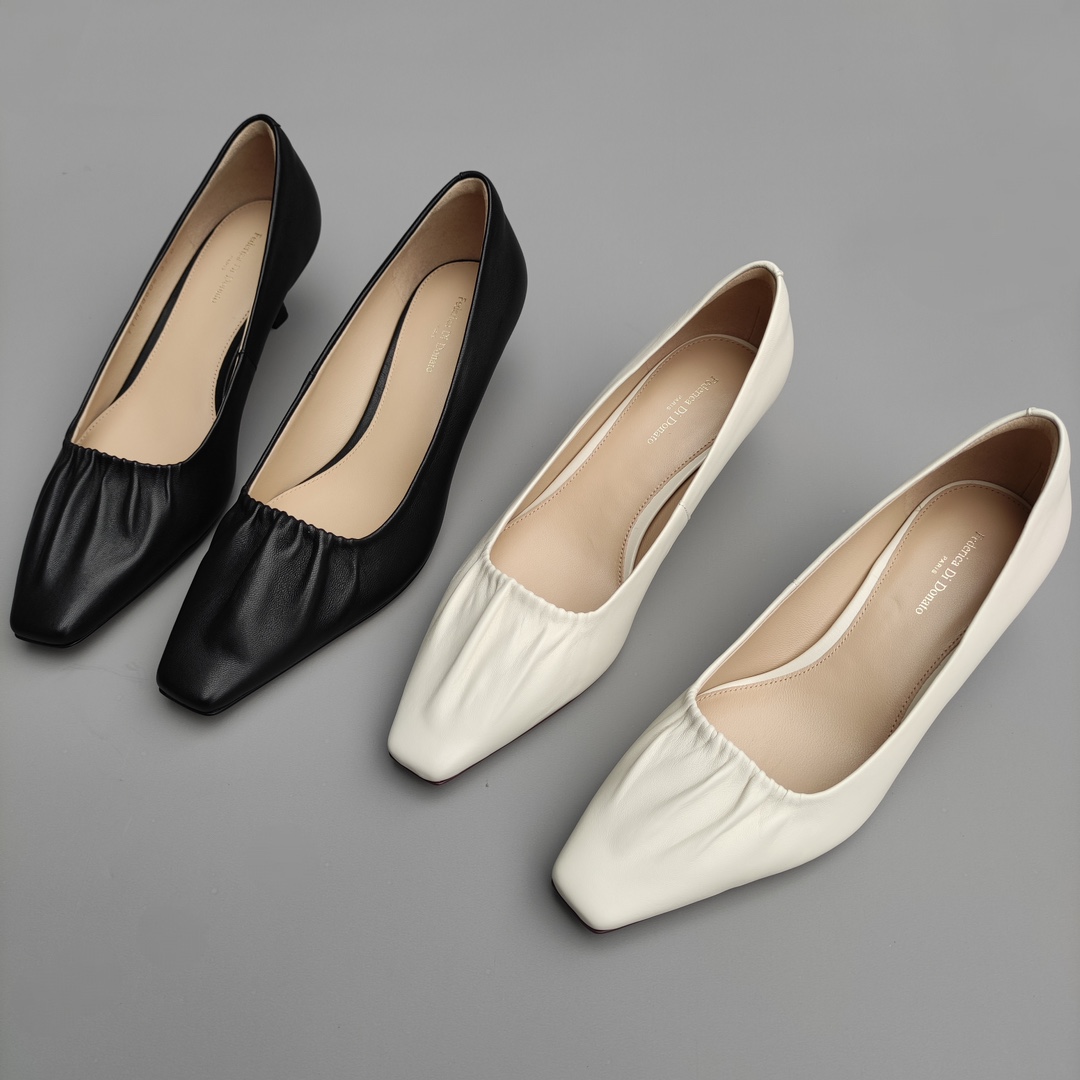 Federica Di Donato简约大牌百搭小方头中跟猫跟通勤单鞋女88608