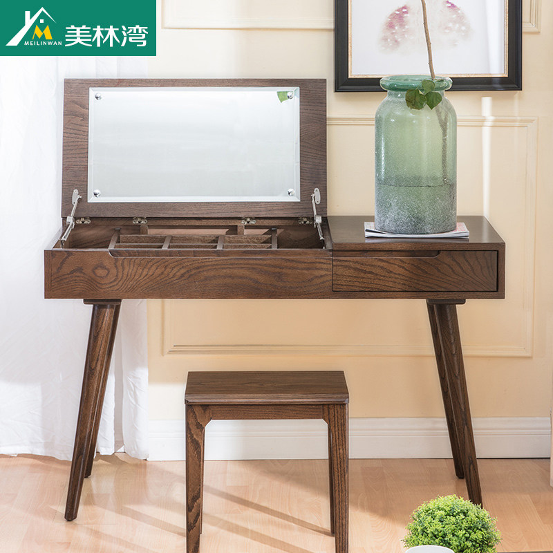 日式纯实木梳妆台小户型简约化妆桌橡木翻盖多功能梳妆桌卧室家具|msdalam kategori perabot kediaman, of Tables, Dresser/meja - dari Buy2taobao.com untuk memberikan perkhidmatan ejen Taobao profesional membeli