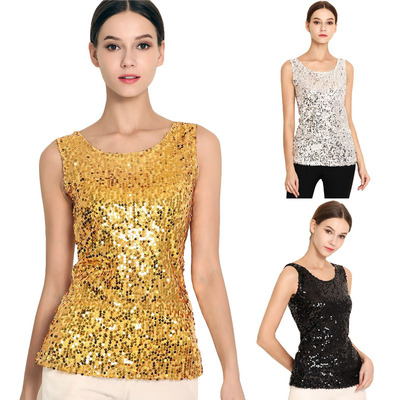 亮片闪闪上衣吊带背心街头