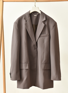 商务风灰色西装外套长袖修身通勤百搭气质西服  莉3192  E1-3