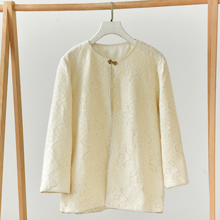 莉2695 风提花短外套女圆领气质优雅通勤百搭外套 新中式
