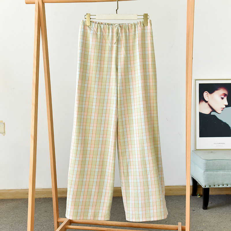春秋款女装格子休闲裤宽松百搭阔腿裤   莉2308   E1-3