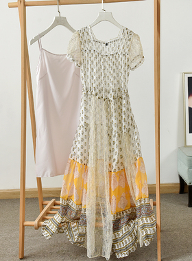 2025新款时尚百搭简约圆领印花短袖连衣裙  莉1050  A2-2