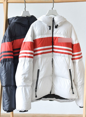 撞色条纹连帽长袖防走风袖口羽绒服n60-161 C1-3