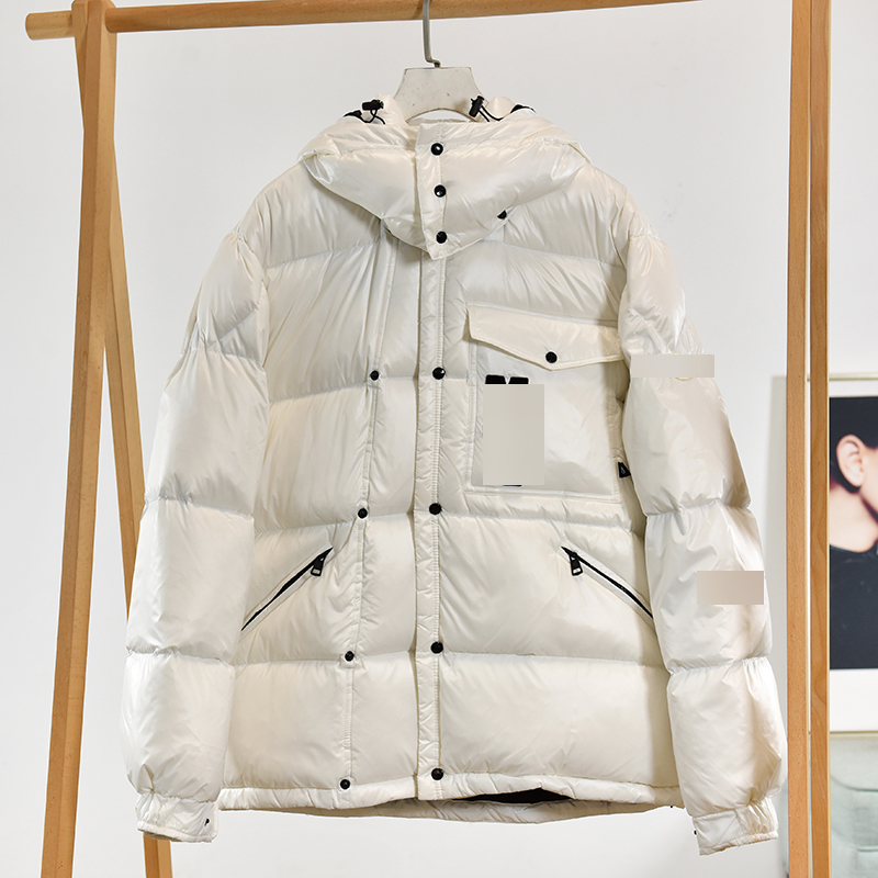 白色短款连帽羽绒服男女加厚保暖多口袋外套   莉2492  E6-2