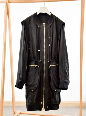 酷感风黑色立领拉链工装外套中性多口袋设计感夹克  莉2569  E4-2