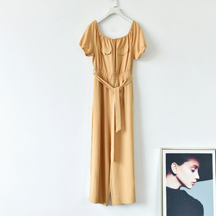 修身 系带纯色性感一字领短袖 莉1638 连衣裤 夏季
