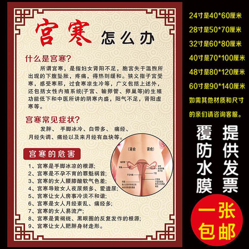中医美容养生所宫寒的危害常见症状高清挂图海报定制墙贴展板自粘