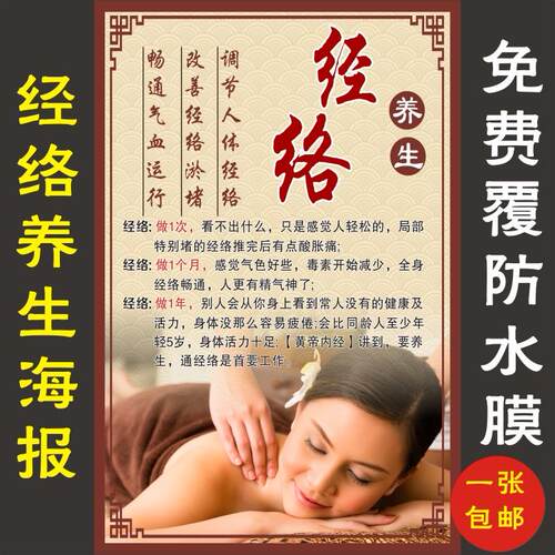 美容院中医养生会所经络养生作用挂画海报打印订制泡沫板PP胶贴图
