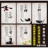 喜伤心怒伤肝 恐伤肾悲伤肺挂画 中医养生挂图 中医保健宣传海报