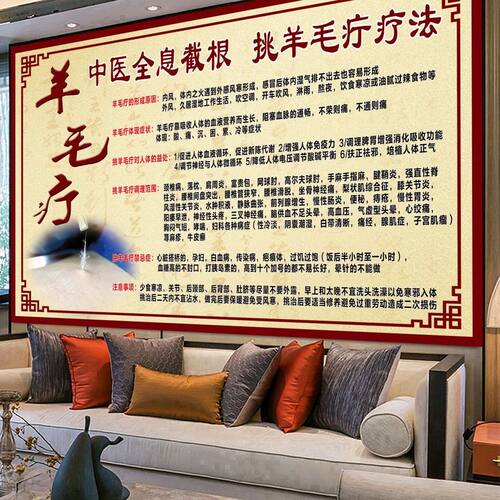 羊毛疔海报挑羊毛疔挂画装饰画广告贴纸宣传画挂图定制背胶自粘