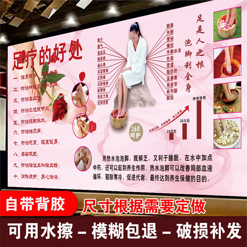 足疗的好处足浴养生装饰中医足疗店海报图修脚按摩壁画洗脚房广告
