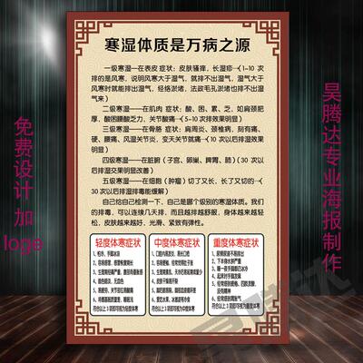 中医美容养生馆定制寒湿体质对应症状宣传定制高清海报KT板画A93