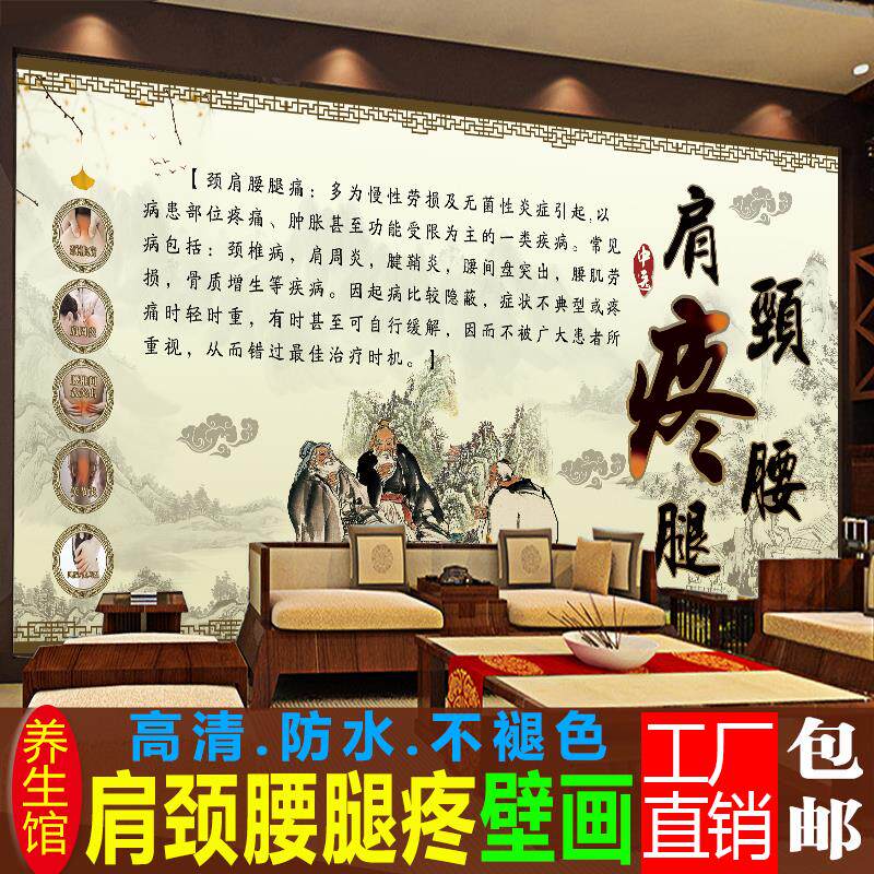 肩颈腰腿疼大海报中医养生馆针灸按摩装饰调理挂图片艾灸宣传贴画