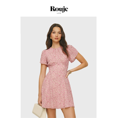 【现货】Rouje Life连衣裙高级感小个子辣妹度假碎花收腰a字裙子