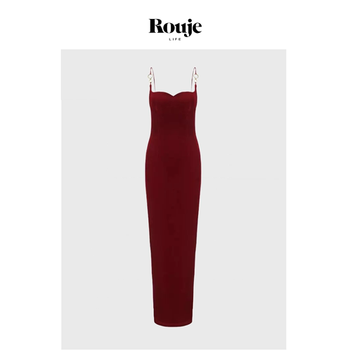 【现货】Rouje Life钟楚曦同款连衣裙轻礼服到脚踝超长款吊带裙夏