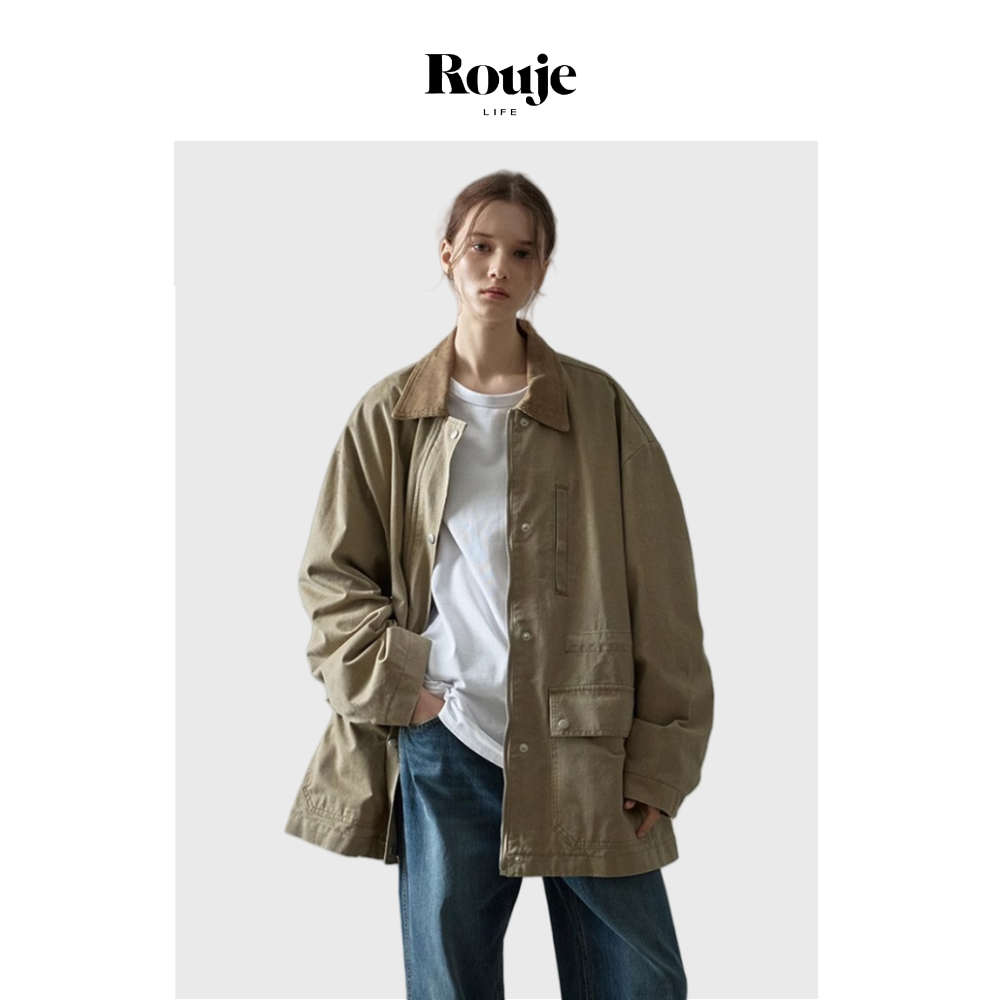 【现货】Rouje Life春秋新款夹克外套女宽松小众休闲工装显瘦风衣