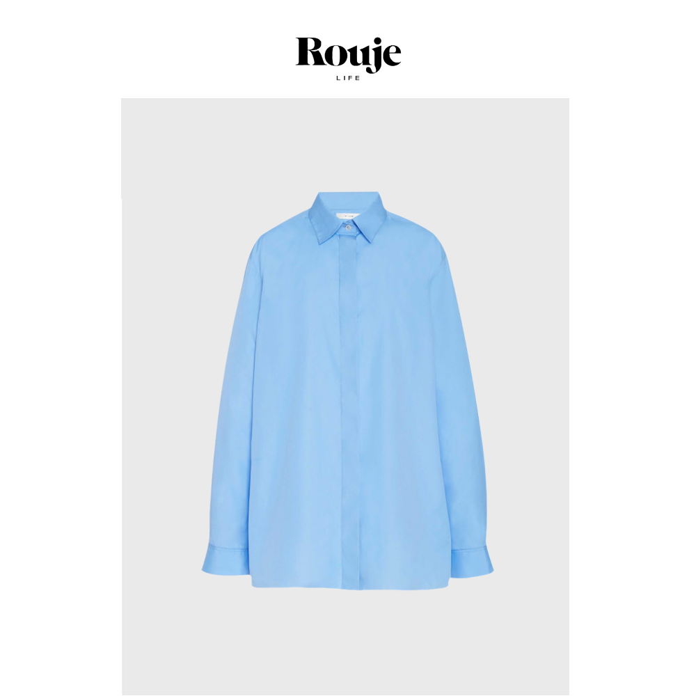 【现货】Rouje Life新款蓝色衬衫女纯棉衬衣简约设计百搭气质上衣
