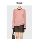 Life Rouje 可机洗羊毛混纺假两件拼色针织空气T恤上衣女 现货