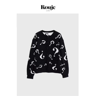 现货 新款 Rouje 问号标志羊毛针织开衫 毛衣女 Life朴彩英同款