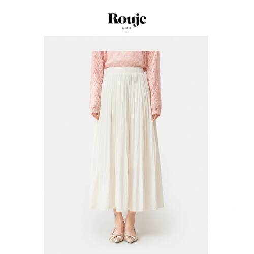 【现货】Rouje Life半身裙流动珠光感丝质绸缎大裙摆空气感A字裙