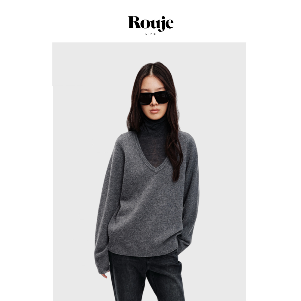 【现货】Rouje Life超细18.5澳毛复古v领百搭长袖套头针织毛衣,女装/女士精品,大码内搭,淘宝优惠券,粉丝福利购,淘宝优惠卷