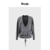 现货 Rouje Life nana同款 老钱松弛感灰超细羊毛羊绒针织套装