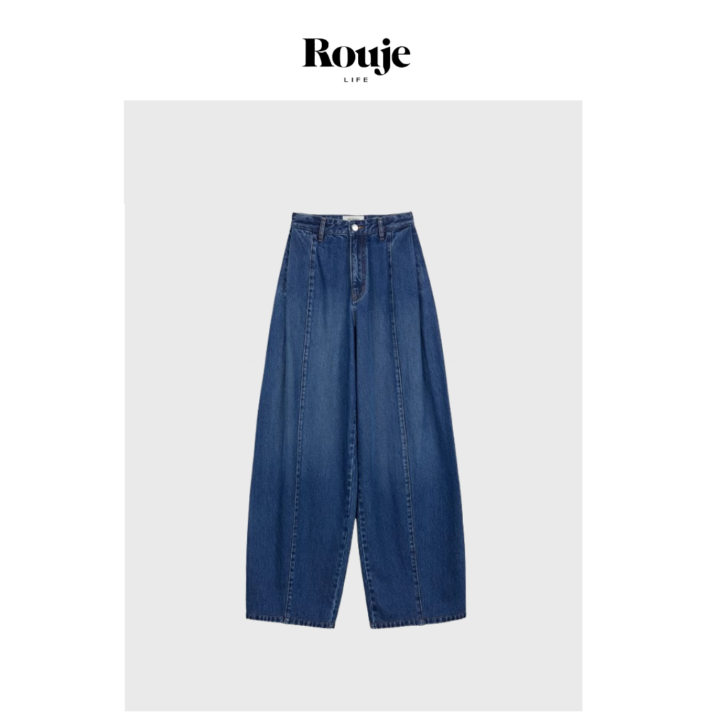 【现货】Rouje Life极简阔腿裤女欧洲进口宽松牛仔裤高腰休闲长裤