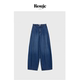 现货 Rouje Life极简阔腿裤 女欧洲进口宽松牛仔裤 高腰休闲长裤