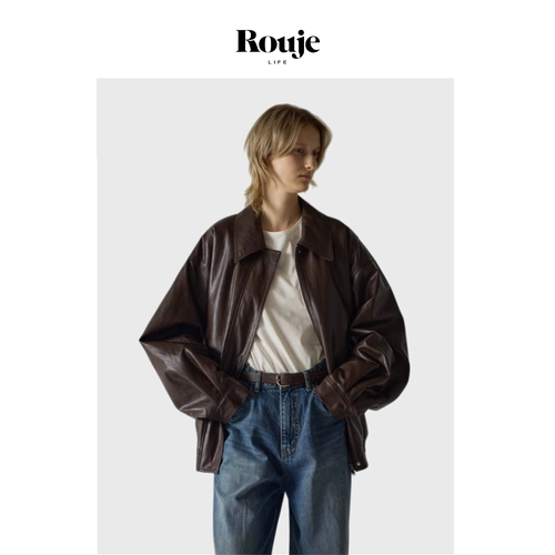 【现货】Rouje Life皮衣女秋冬极简机车风潮流阔肩高级夹克外套