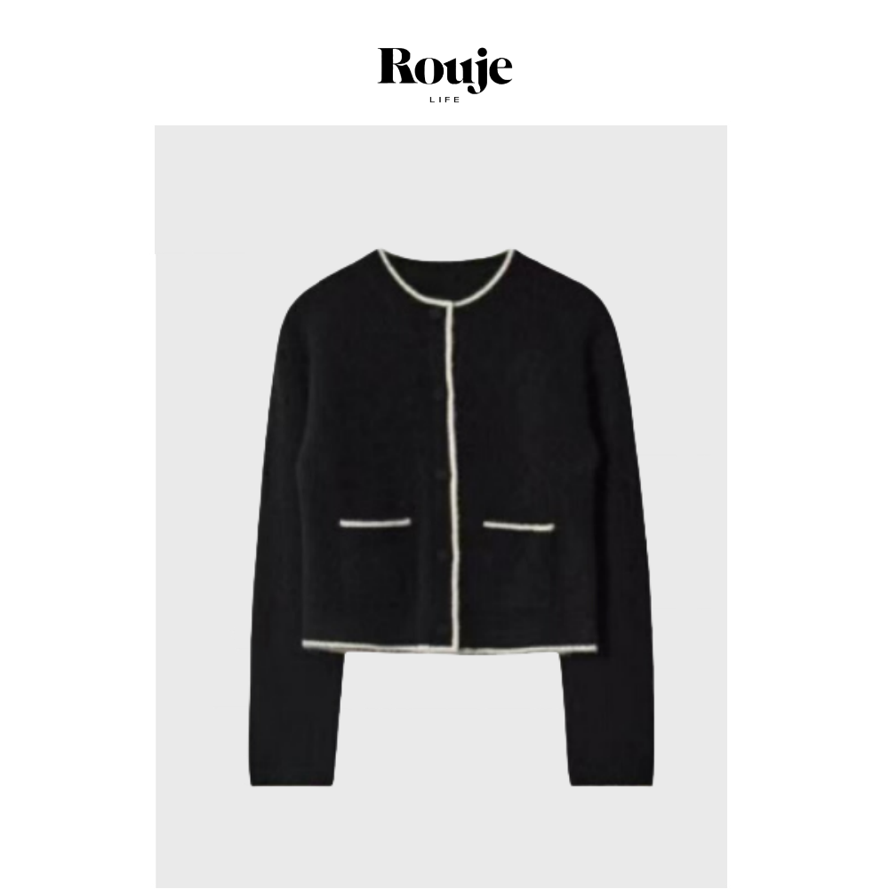 【现货】Rouje Life经典回归英国开衫 秋季单排扣圆领羊毛针织衫