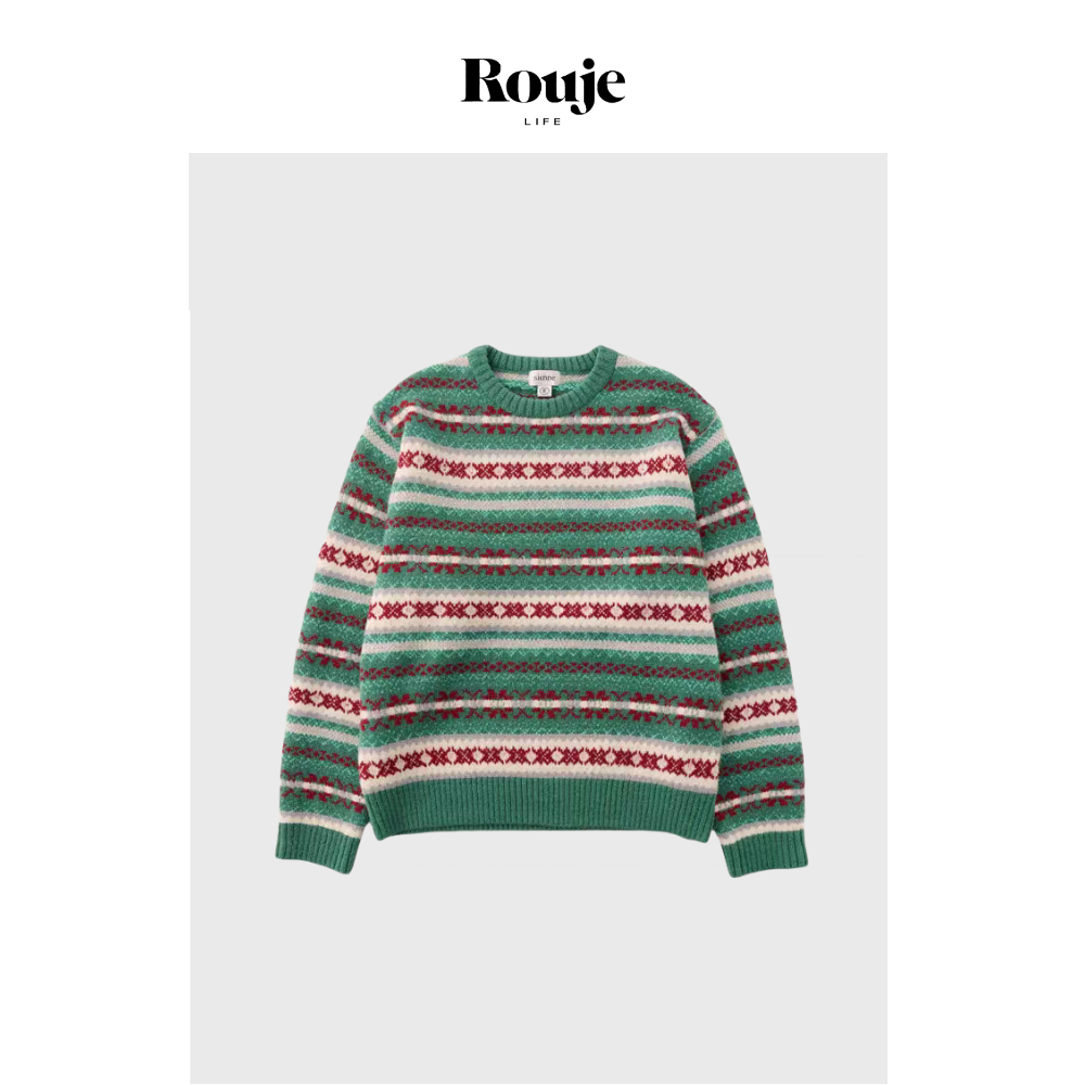【现货】Rouje Life首尔限定毛衣24秋季慵懒风圆领百搭复古针织衫