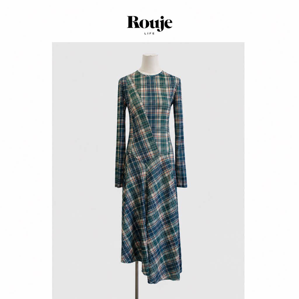 【现货】Rouje Life设计师款连衣裙新款修身显瘦字母印花拼接长裙