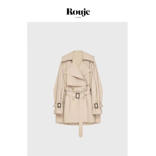 【现货】Rouje Life章若楠同款卡其色短款风衣女小个子中长款外套