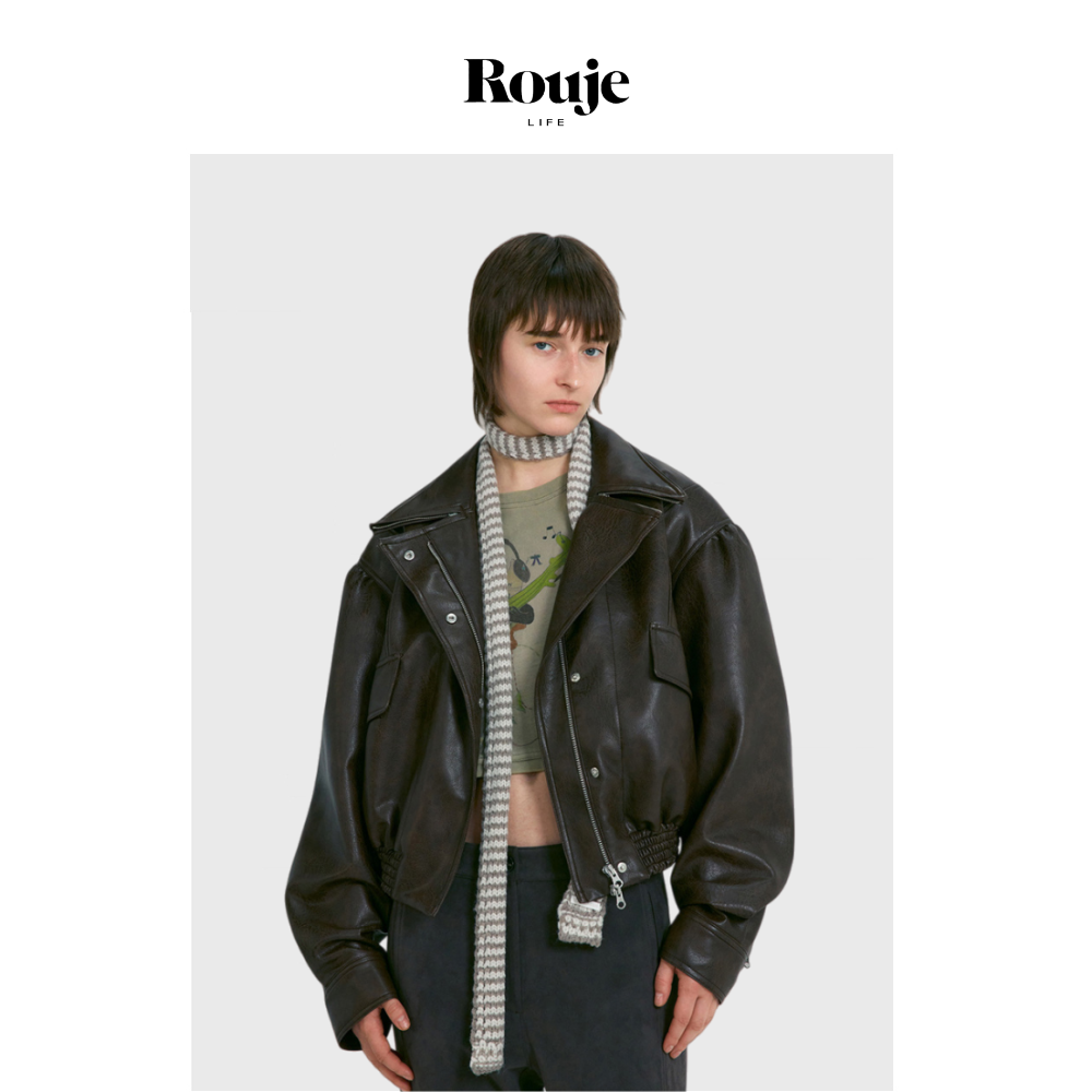 【现货】Rouje Life皮衣外套秋冬极简风宽松显瘦复古机车夹克上衣
