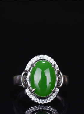 925银镶嵌饰品蛋面女款活口戒指