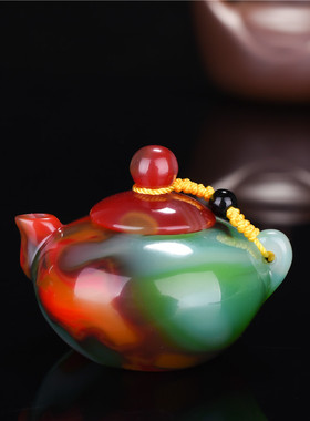 新疆和田玉红玉茶壶酒壶酒具酒具