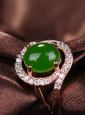 k金指环戒面天然和田玉