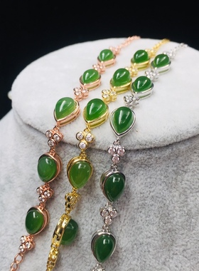 蛋面手串手链新疆和田玉碧玉