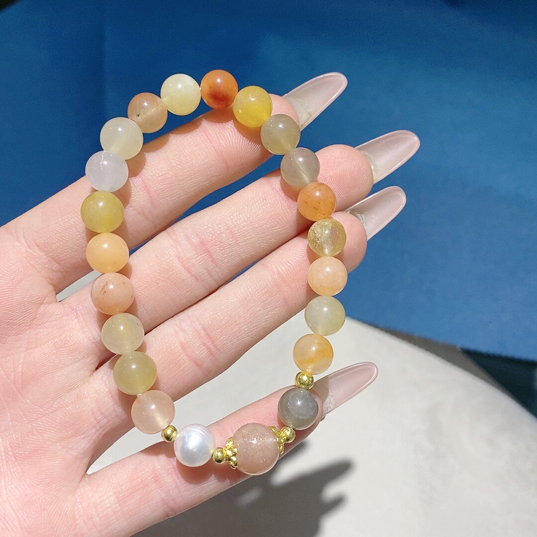 天然金丝玉手串女款多圈手链