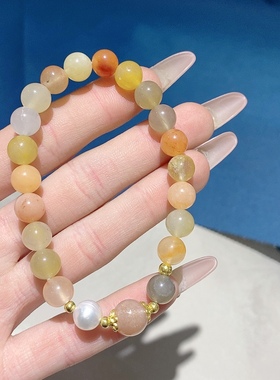 天然金丝玉手串女款多圈手链