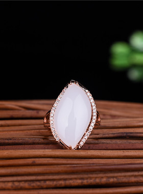 925银镶嵌时尚可调节天然和田玉